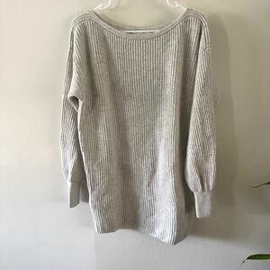 Intermix Wool Cashmere Blend Ribbed Sweater Womens M Gray Minimalist Casual